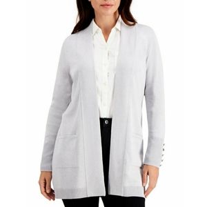JM Collection Silver Shimmer Flyaway Cardigan